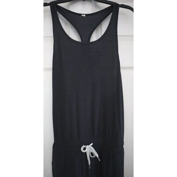 Vuori Women's Sz S Charcoal Gray Heather Racerback One-Piece Lux Jumpsuit - Picture 3 of 10